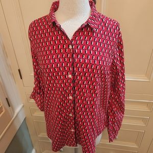 Victoria's Secret 2 Piece Sz L Red/Black Penguin Print Pajamas